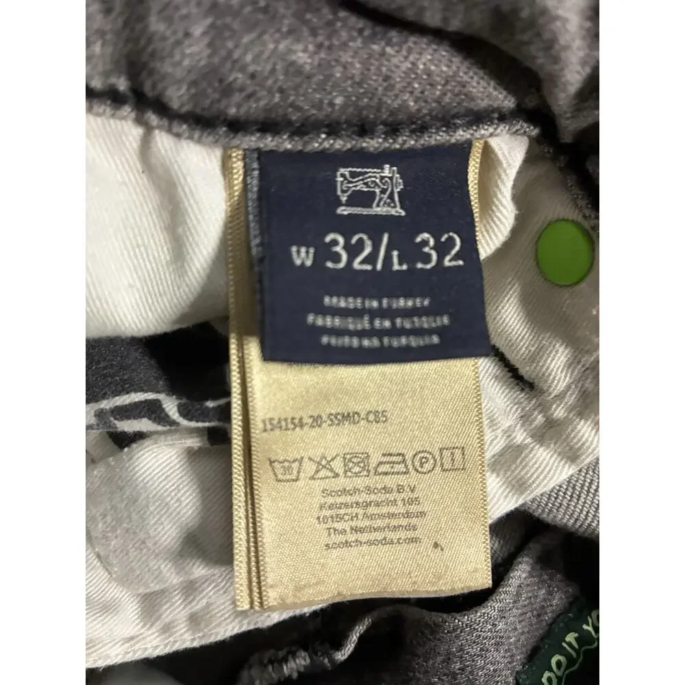 Scotch & Soda Men's Gray Slim Fit Jeans Light Wash Denim Button designer 32x32